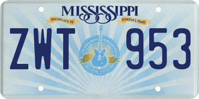 MS license plate ZWT953