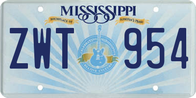 MS license plate ZWT954