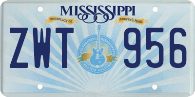 MS license plate ZWT956