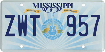 MS license plate ZWT957