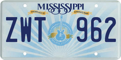 MS license plate ZWT962