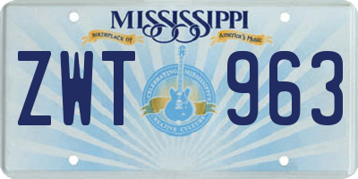 MS license plate ZWT963