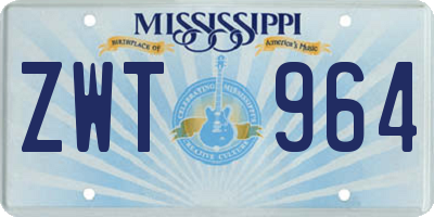 MS license plate ZWT964