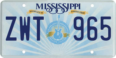 MS license plate ZWT965