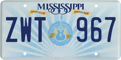 MS license plate ZWT967