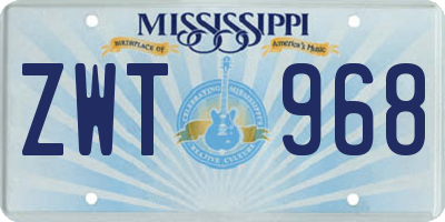 MS license plate ZWT968