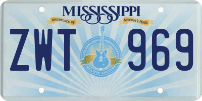 MS license plate ZWT969