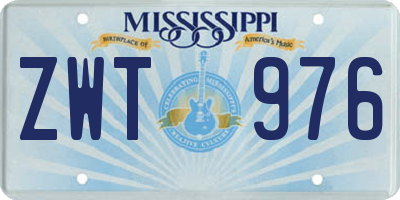 MS license plate ZWT976