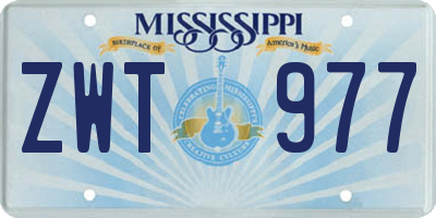 MS license plate ZWT977