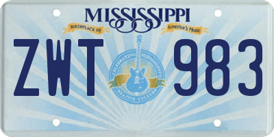 MS license plate ZWT983