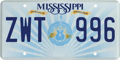 MS license plate ZWT996