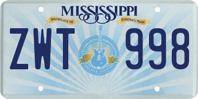 MS license plate ZWT998