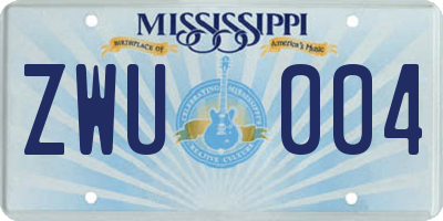 MS license plate ZWU004