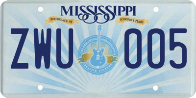 MS license plate ZWU005