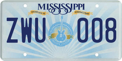 MS license plate ZWU008