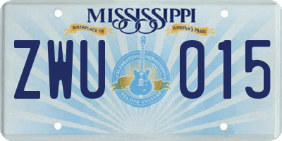 MS license plate ZWU015