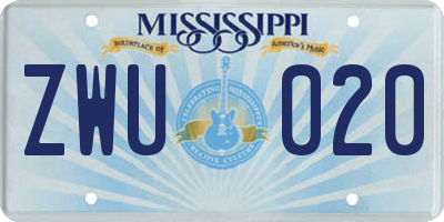 MS license plate ZWU020