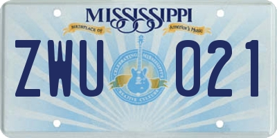 MS license plate ZWU021