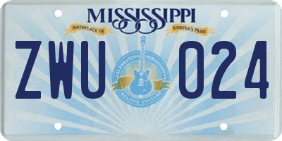 MS license plate ZWU024