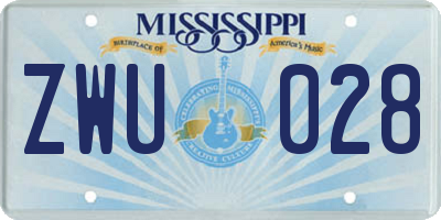 MS license plate ZWU028