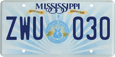 MS license plate ZWU030