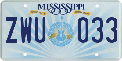 MS license plate ZWU033
