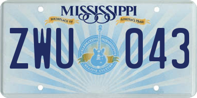 MS license plate ZWU043