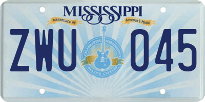 MS license plate ZWU045