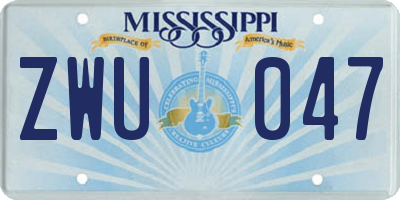 MS license plate ZWU047