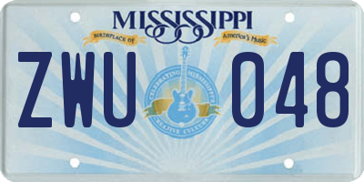 MS license plate ZWU048