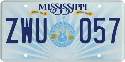 MS license plate ZWU057