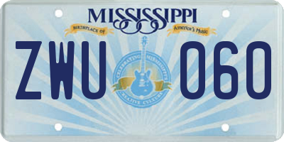 MS license plate ZWU060