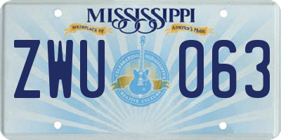 MS license plate ZWU063