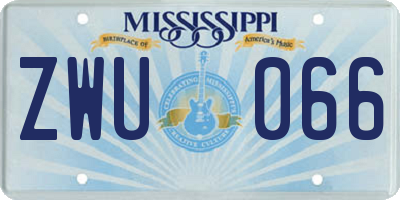 MS license plate ZWU066