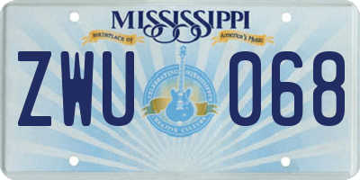 MS license plate ZWU068