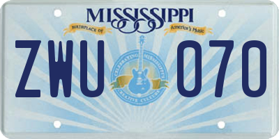 MS license plate ZWU070