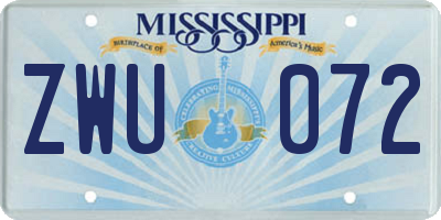 MS license plate ZWU072