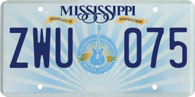 MS license plate ZWU075
