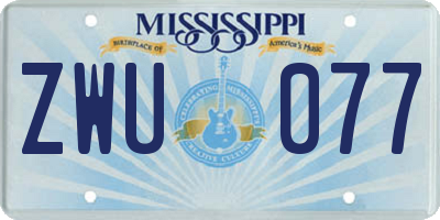 MS license plate ZWU077