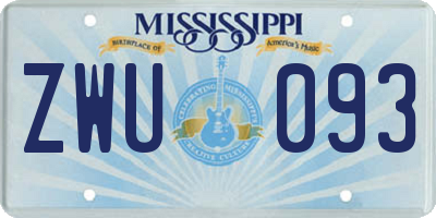 MS license plate ZWU093