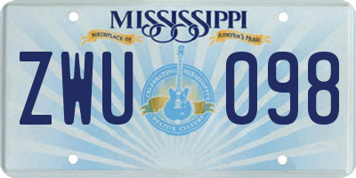 MS license plate ZWU098