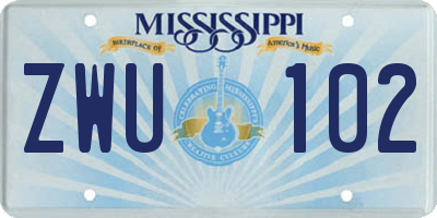 MS license plate ZWU102
