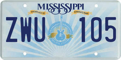 MS license plate ZWU105