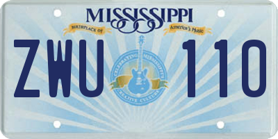 MS license plate ZWU110