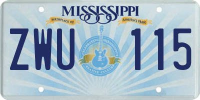 MS license plate ZWU115