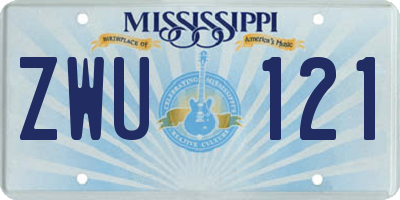 MS license plate ZWU121
