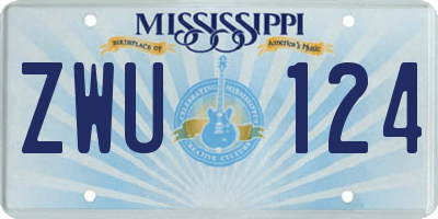MS license plate ZWU124