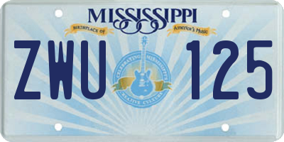 MS license plate ZWU125