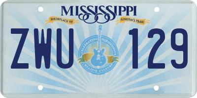 MS license plate ZWU129