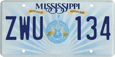 MS license plate ZWU134